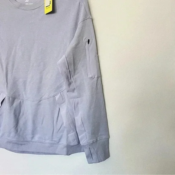 All In Motion French Terry Crew Neck Sweatshirt Size Small Lavender Thumbhole - Picture 5 of 6